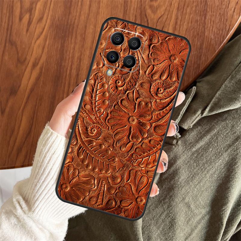 Brown Hand Tooled Western Case For Samsung Galaxy M06 M16 M36 M56 M33 M15 M55 M31 M13 M12 M14 M53 M32 M52 M35 M34 M54