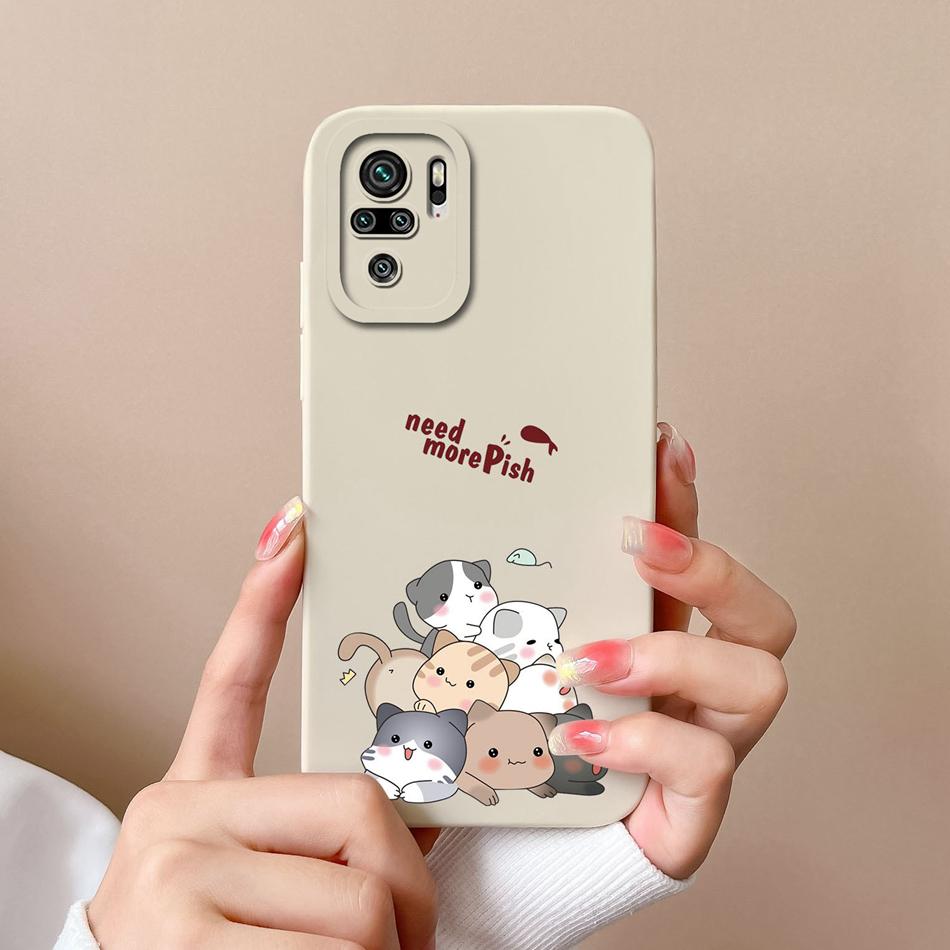 For Redmi Note 10 10T 10S Phone Case Cartoon Liquid Silicone Full Coverage Anti Drop Bumper For Xiaomi Redmi Note10 10 S T Funda