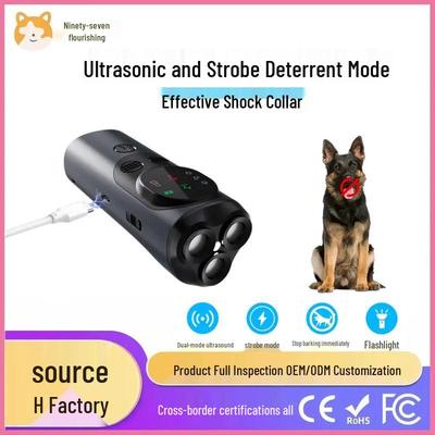 Portable Ultrasonic Dog Bark Stopper & Training Device with Light - Three-Head Dog Repeller