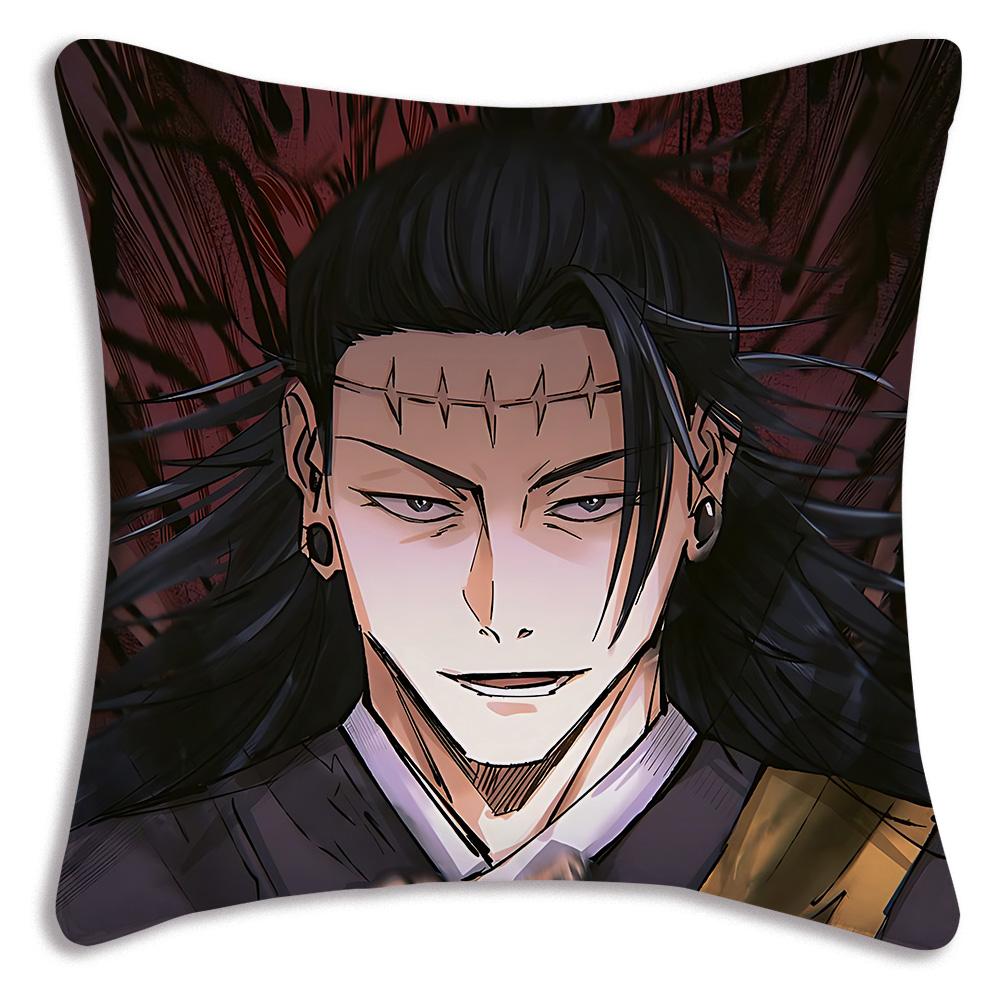 Hot Anime Jujutsu Kaisen Pillow Covers Cartoon Sofa Decorative Home Double-Sided Printing Short Plush Cute Cushion Cover