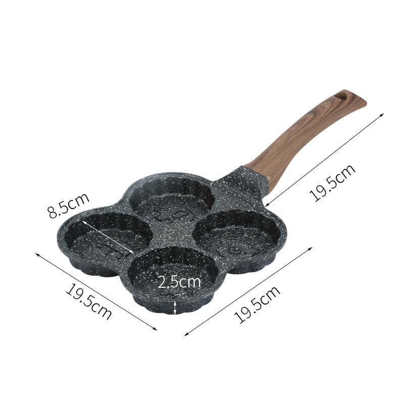 Egg Frying Wheat Rice Stone Flat Bottomed Small Pancake Pan Non Stick Household Four Hole Pan Egg Frying Tool
