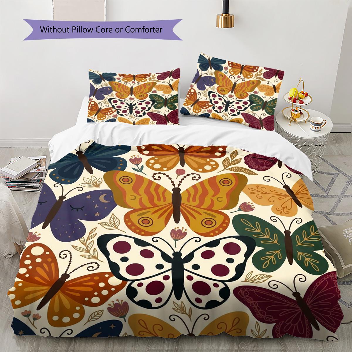 

Butterfly Pattern Bedding Quilt Set Quilt Cover Pillowcase Home Decoration Birthday Gift (1 * duvet cover + 2 * pillowcase, without core) 135x200cm