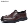 Fashion Golden Sapling New Men's Slip on Loafers Fashion Soft Bottom Gentleman Dress Shoes Microfiber Leather Man Casual Business Shoes