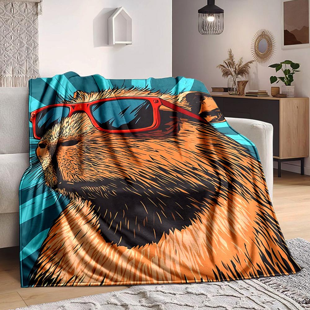 

1pc Cool Capybara Blanket - Perfect Gift for Birthdays, Christmas & Halloween- Soft, Warm & Versatile yy250909115 75x90cm