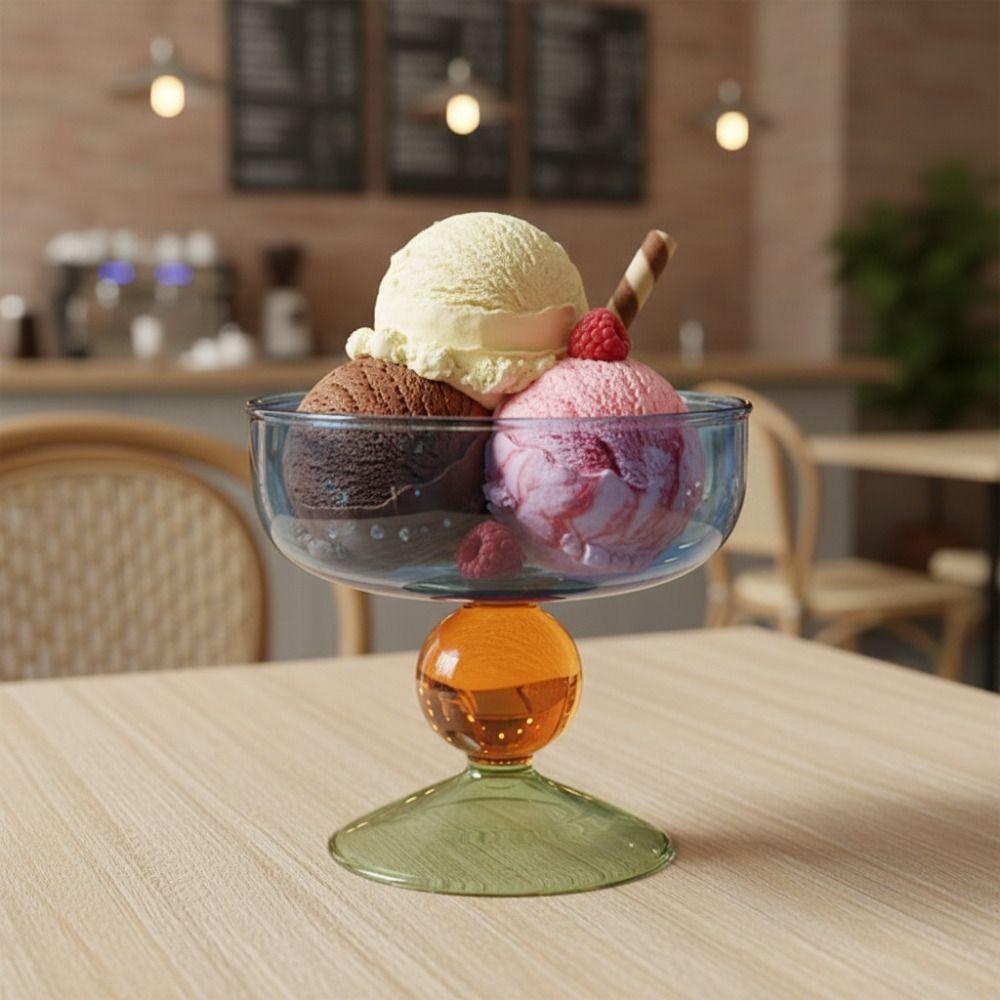 Hohe Füße Glas Eisbecher 270 ML Dessertschale Exquisite Obstsalatschale Café