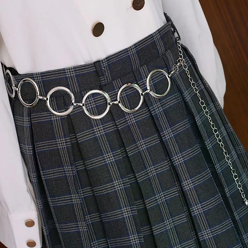 Belt Women Luxury Metal Chain Designer  Large Ring Waist Strap Dress Coat Skirt Decorative Waistband