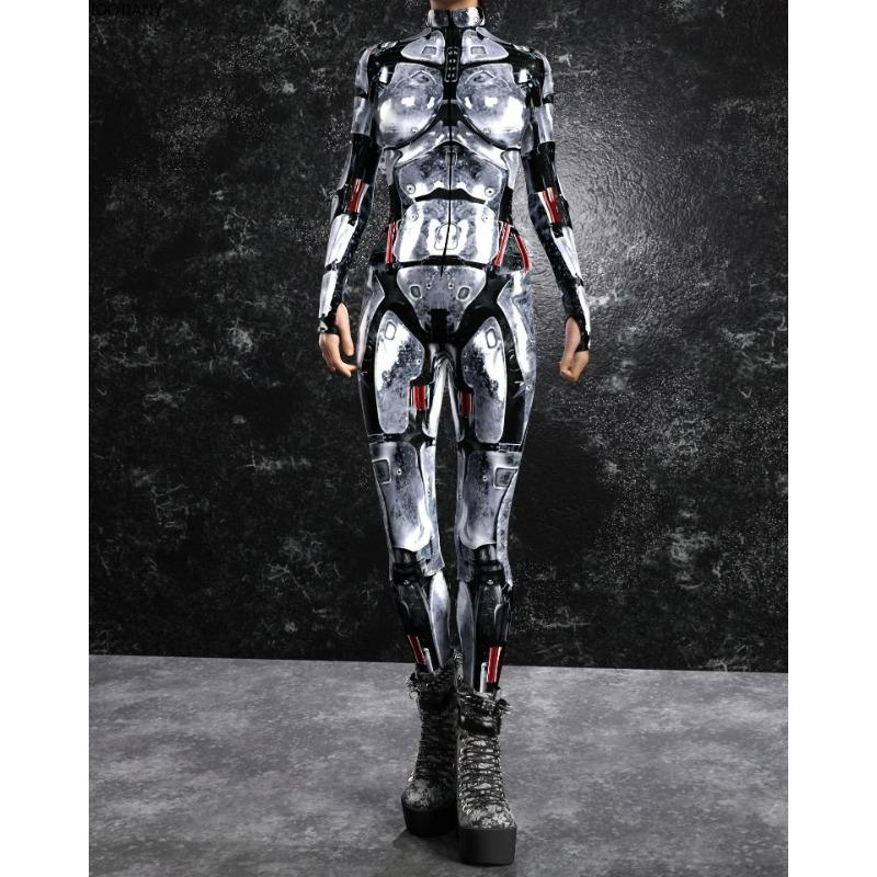 Ny Halloween Mekanisk Rustning Jumpsuit Cyberpunk Rustning Kriger Cosplay Kattedrakt 3d-trykk Voksen Zentai-drakt Karnevalsparty Sett