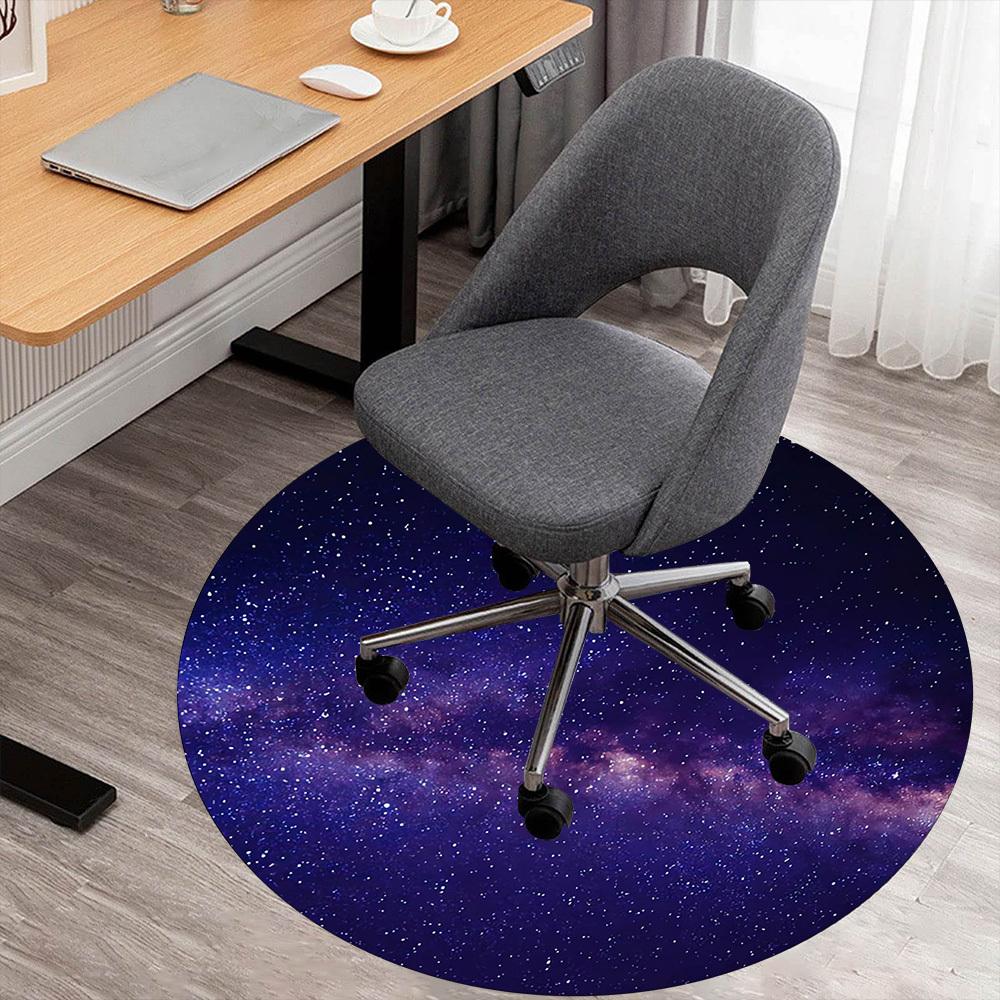 1pc Galaxy Round Chair Mat Area Rug - Non-Slip, Floor Mat for Office, Bedroom, Home Decor Christmas Gift P0811155