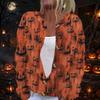 Women's Fashion Halloween Print Long Sleeve Knit Cardigan with Button Front - Casual Coat for Daily Wear and Holiday Parties