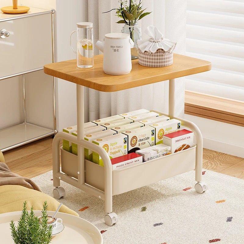 Movable Double-Layer Coffee Table Cart