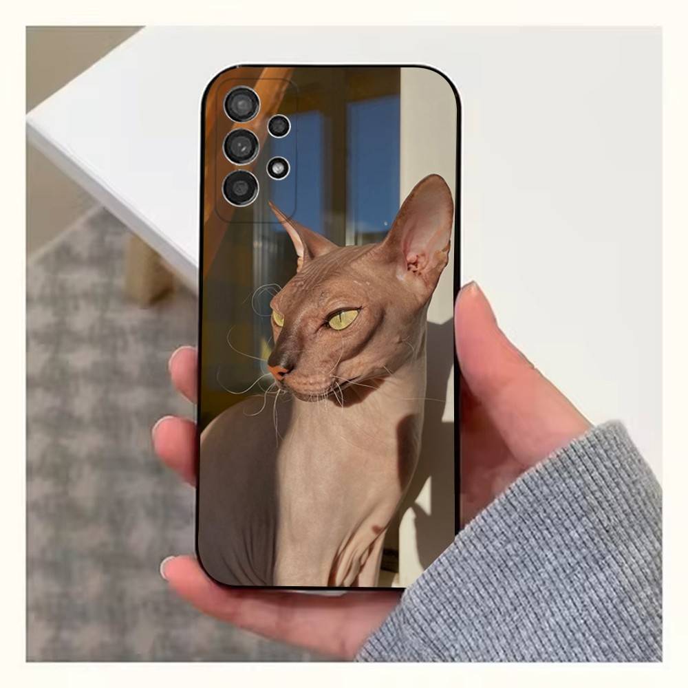 Pet Sphynx Sphinx Cat  Phone Case For Samsung S22,S21,S20,S10,S9,S25,S24,S23,Ultra,FE,Plus,Lite,Soft Silicone Black