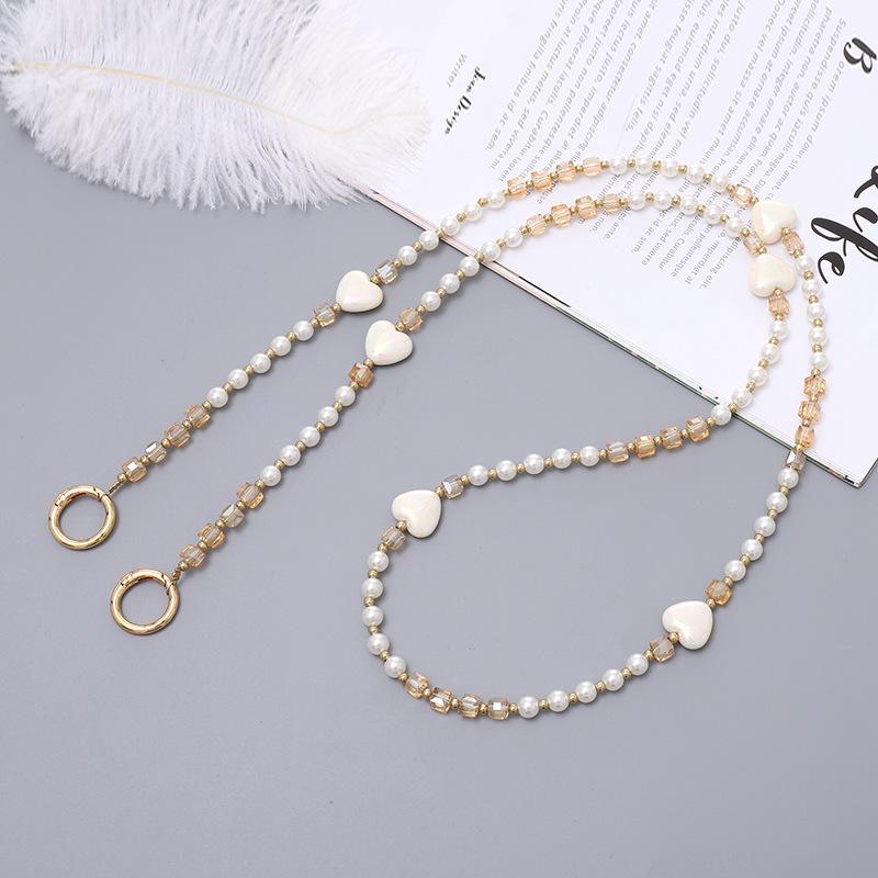 Handmade Pearl Crossbody Phone Case Lanyard with Beaded Charm