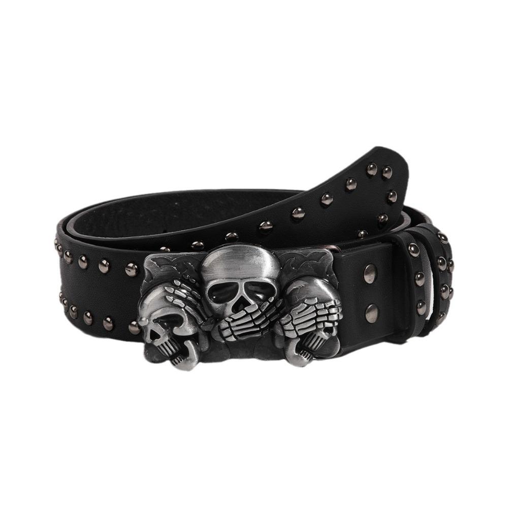 Versatile Skull Belt Punk Gothic Leather Belt Y2k Snap on Waist Belt  Unisex