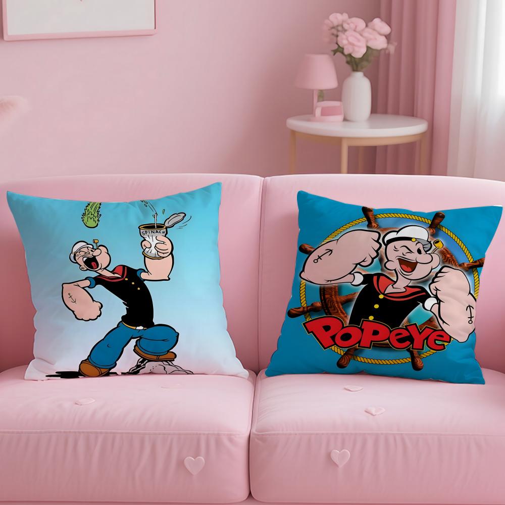 Classic Cartoon Popeye the Sailor Cushion Cover Soft  EasyWash Pillow Case  Versatile for Couch Bed Travel and Office