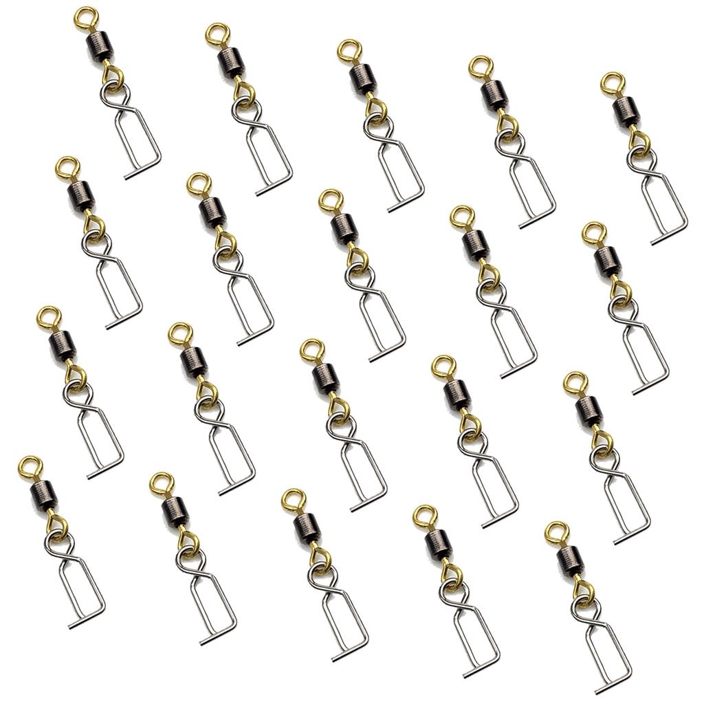 20pcs Fast Lock Clips Swivels Fishing Swivel Clips for Squid Jig Quick Change Clips Tackle Snap Connector Fishing Tool