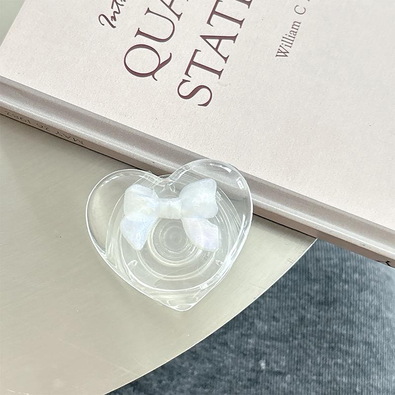 Transparent Mobile Phone Airbag Bracket, Paste-Type Love Bow Air Cushion, Retractable Desktop Support Frame, Lazy Ring.