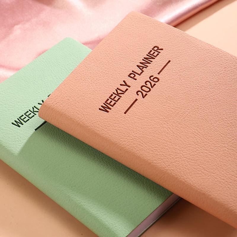 A7 Specification 2026 English Planner Book, Mini Portable Pocket Daily Schedule Book Thin Weekly Calendar