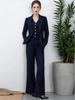 Ensemble 3 pièces pour femme en laine australienne: Blazer, gilet et pantalon évasé haut de gamme printemps/automne