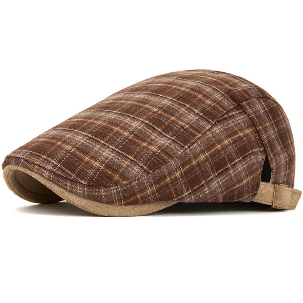 HT4978 Berets Autumn Winter Cap for Men Women Retro Artist Painter Plaid Beret Hat Male Female Ivy Flat Cap Adjustable Beret Cap