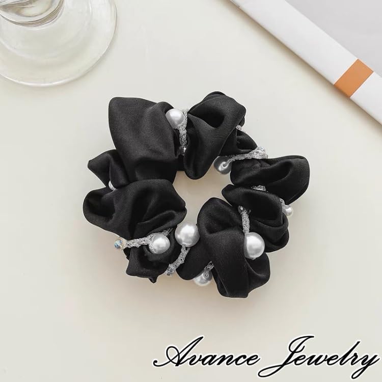 Avance Hair Hair Cute for Accessory, Tie, Scrunchie, Adults, Women's (Black)