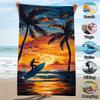 1 τεμ. Πετσέτα Παραλίας Oversized Tropical Breeze - Μαλακή, Ταχείας Απορρόφησης Μικροΐνες Πολυεστέρα, Ζωηρή Εκτύπωση Σκηνής Παραλίας Ηλιοβασιλέματος με Φοίνικες