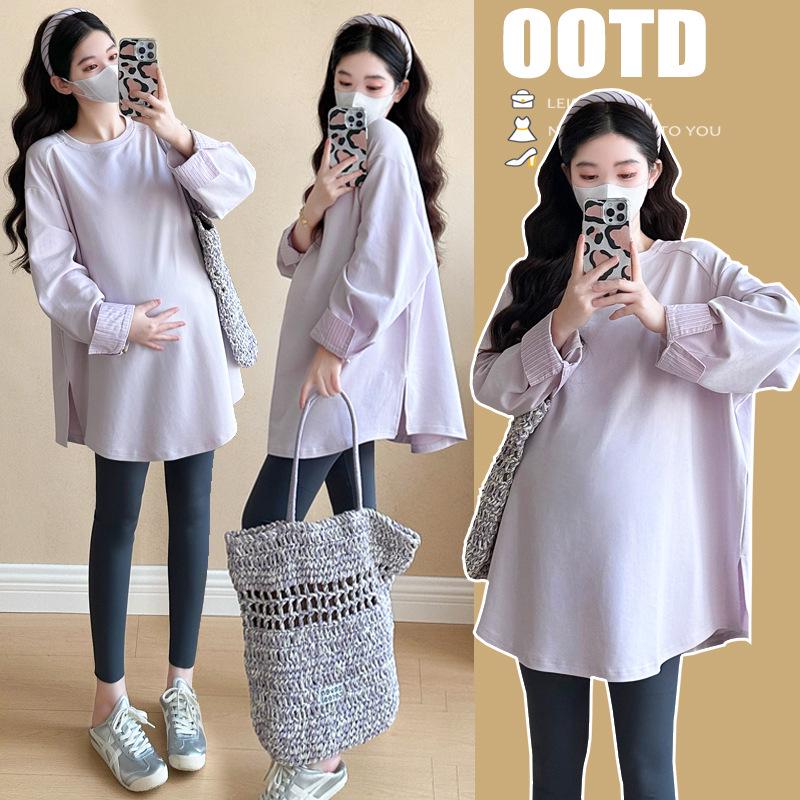 

2026 Autumn Maternity Wear: Stylish Loose-Fit Plus Size Casual Chinese-Style T-shirt XL