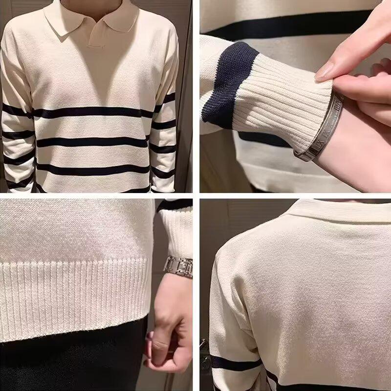 Men's Slim Lapel Knitwear: Versatile Casual Sweater for Spring and Autumn