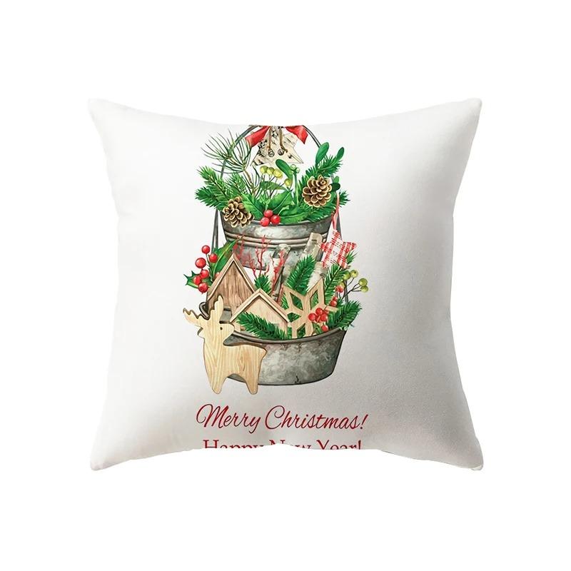 Christmas Theme Santa Claus Print Pattern Cushion Cover For Home Living Room Sofa Decoration Pillow Cover