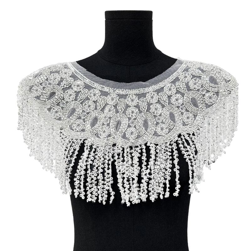 Glitter Fringe Detachable Collar Shawl Scarf For Women Elegant Party Accessory