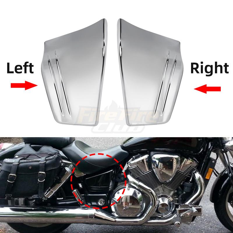 Motorcycle ABS Plastic Battery Side Cover Fairing Chrome Black For Honda VTX 1800 C/Custom Models 2002-2004 2006-2008