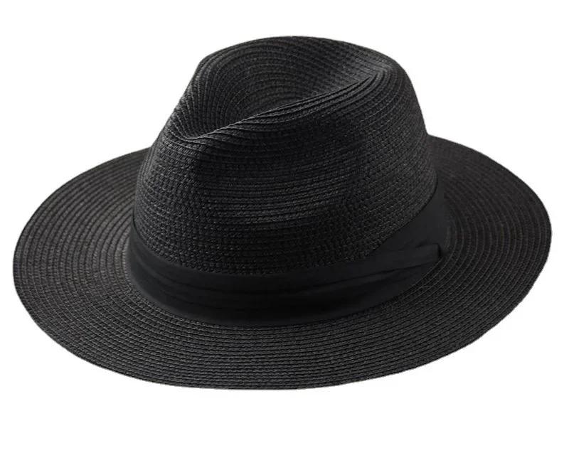 Xl Big Size 63Cm Summer Beach Woven Sun Hats Men Women Uv Sun Protection Travel Panaman Straw Hat Unisex Jazz Fedora Hat For Men