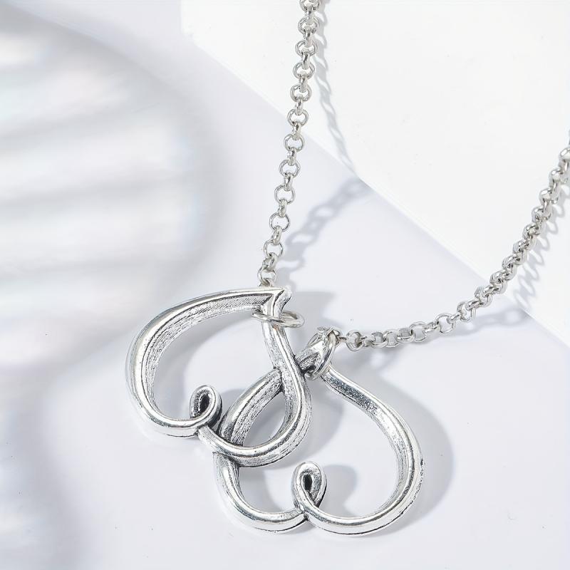 1PC Women's Retro Bohemian Double Heart Chain Ankle Bracelets, Simple and Elegant Design for Daily and Vacation Wear