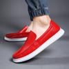 High Quality Leather Men's Loafers Fashion Casual Red Comfortable Driving Shoes Men Light Breathable Slip-on Moccasins For Men