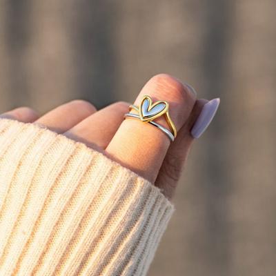 1 Set Women Ring with Greeting Card Irregular Personality Mother's Day Gift Hollow Love