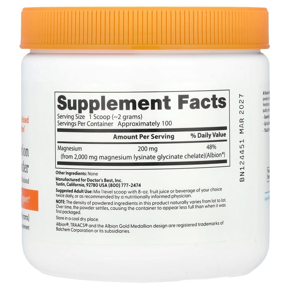 Doctor's Best High Absorption Magnesium Powder 200g (7.1 Oz)