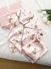 Girls Pajama Set, Cute Bear Print Short Sleeve Button Down Top & Shorts, Pink Sleepwear Loungewear for Kids 8-13 Years