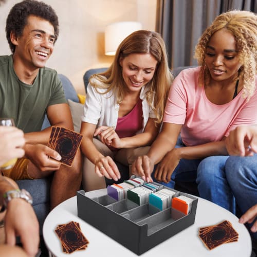 ZWSJLC Deck Case, Card Storage, Large Capacity, PU Leather, Trading Card Storage Box with 24 Dividers and Card Stoppers, Compatible with MTG and Other