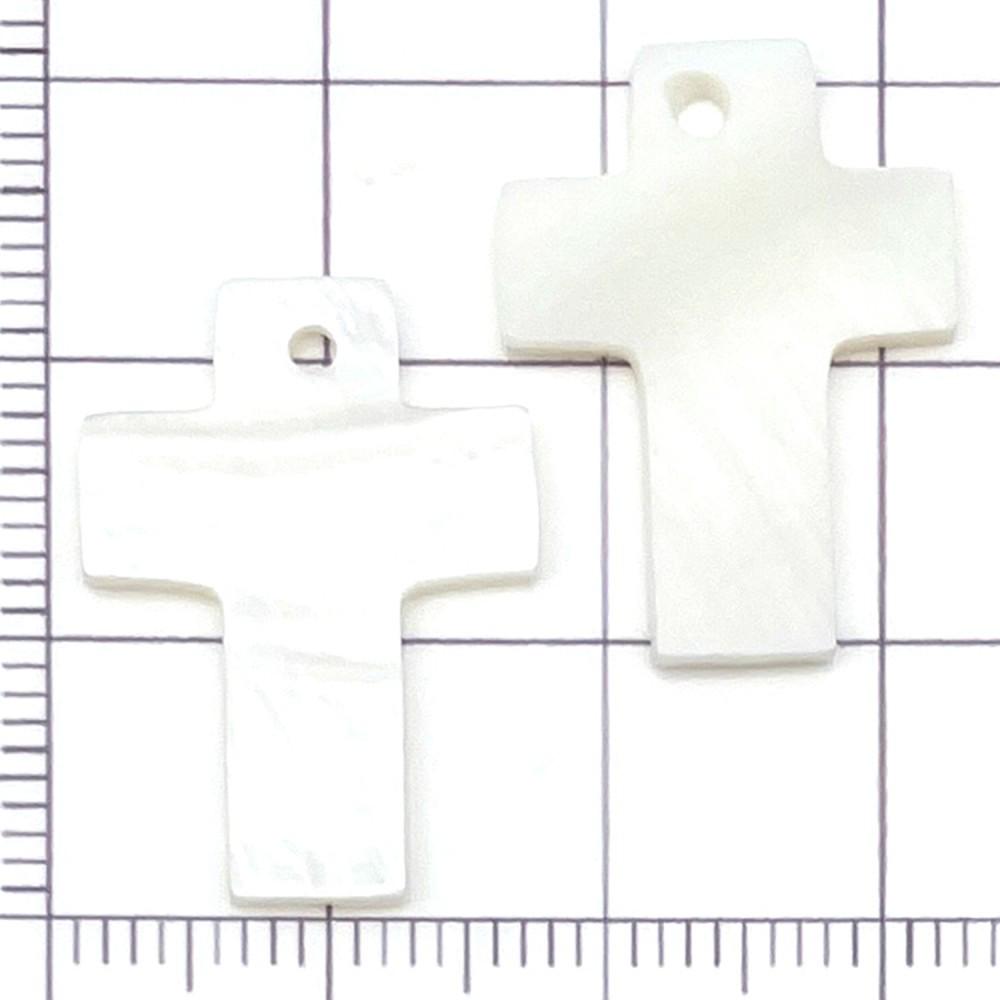 24-Piece Set: White Natural Moon Cross Shell Charms for DIY Jewelry