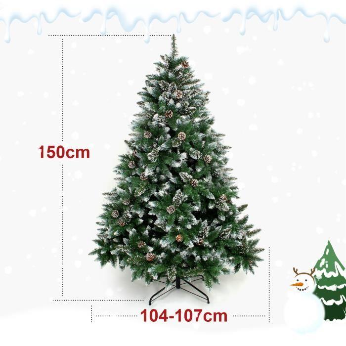 YORBAY Sapin de Noël avec pied - Décoration avec neige - 150 cm