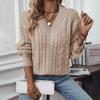 Vintage V-Neck Knitwear Sweater Loose Long Sleeve Pullover Solid Color Top Autumn Winter
