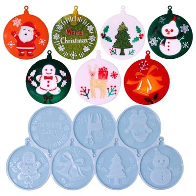 Christmas Tree Decorations Pendants Mould Christmas Theme Silicone Resin Moulds with Hole Silicone Material for Pendants