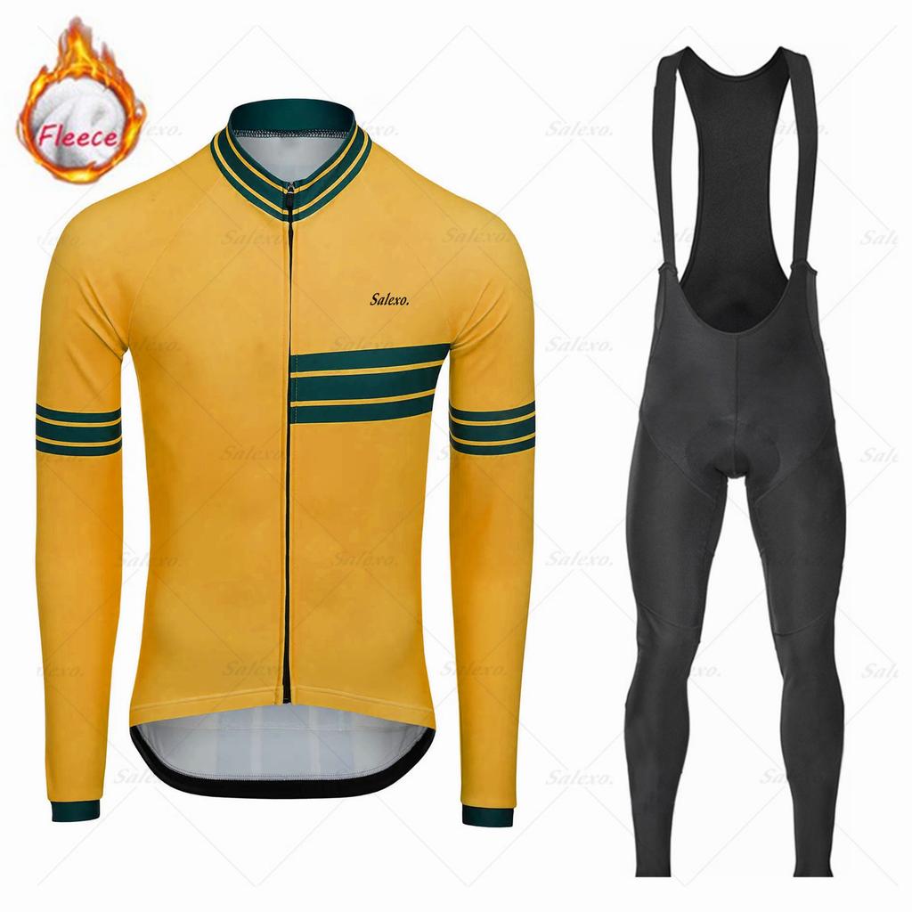 2026  Men's Warm Winter Thermal Fleece Set Cycling Clothes Jersey Suit Sport Riding Bike MTB Clothing Bib Pants Set Ciclismo