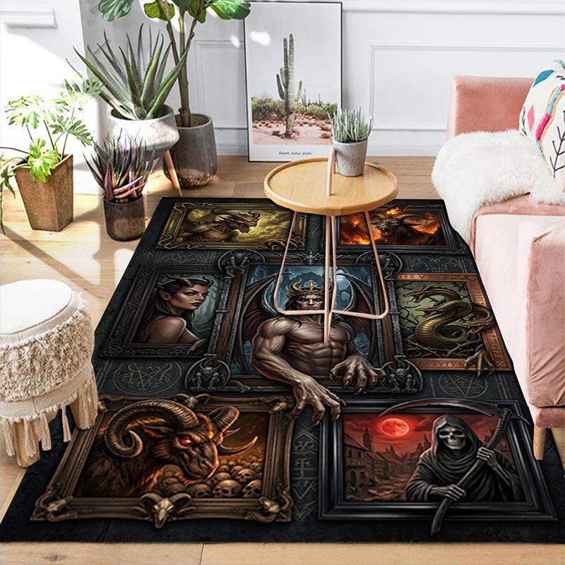 Dark Fantasy Creatures Pattern Rug Floor Mat for Living Room or Bedroom Soft and Comfortable Carpet a Gift for Birthday and Holiday.