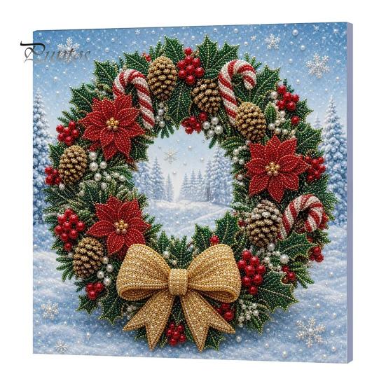 Christmas Home Decoration Faux Pearl Art Kit, DIY Snowman Painting 3D Festive Living Room Accents Xmas Scenes Crafting Project for Adults Beginners,