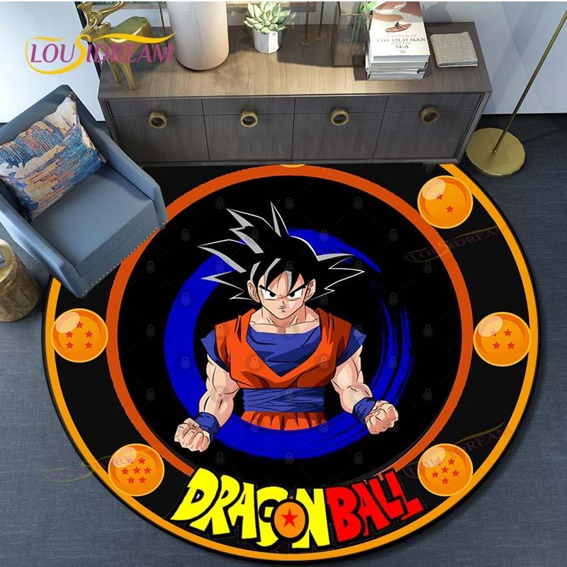 Dragon Ball Goku Pattern Round Carpet for Living Room Rugs Bedroom Mat Kitchen Carpet Doormat Non-Slip Children Flannel Carpet