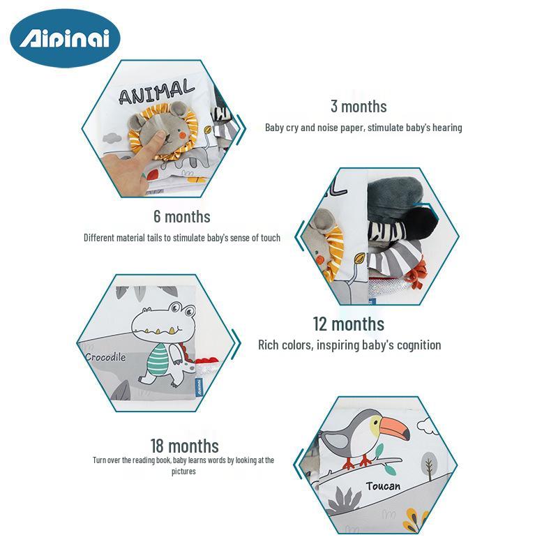 Aipinqi Baby Black & White Visual Cloth Book – Tear-Resistant Pop-Up Cognitive Toy for Early Education