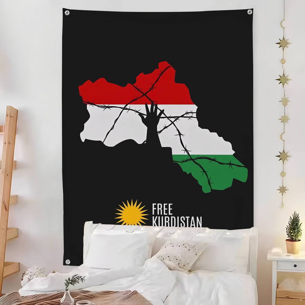 Kurdystan FLAGA Mapa Flaga Pokój Sypialnia Dom Wisząca na Ścianę na Zewnątrz Koncert Drukowany Tło Dekoracja Baner Artystyczny