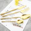 Luxury 304 Stainless Steel Dinnerware Set Matte Gold Tableware Western Knife Fork Tea Spoon Cutlery Set Patry Kitchen Silverware
