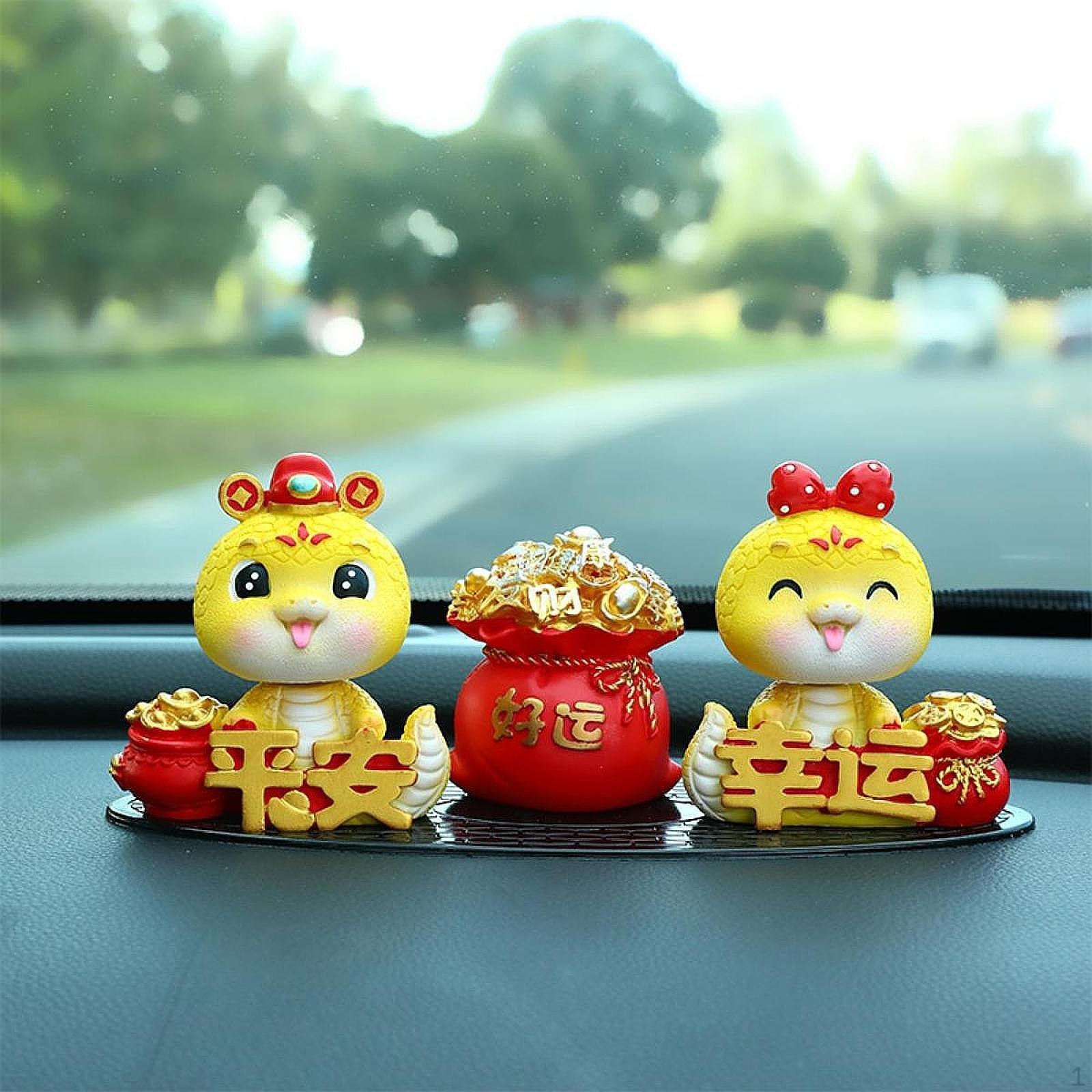 

3 шт. набор статуй змеи в виде денежного мешка украшения для приборной панели автомобиля украшения для рабочего стола Style B