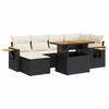 Vidaxl 7-Cz. Furniture Set With Cushions, Black, Poly Rattan And Acacia